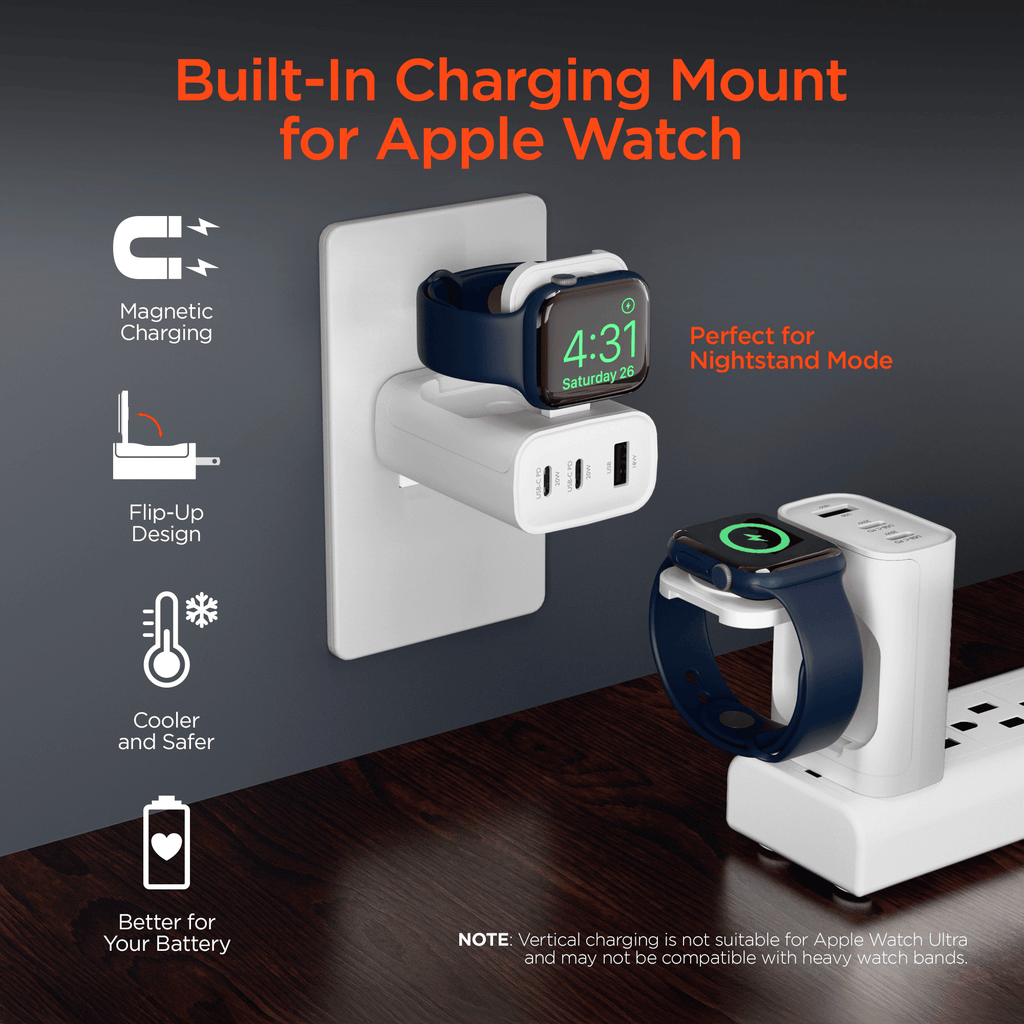 HyperGear SpeedBoost 43W 3-Port Fast Phone and Watch Wall Charger - Agenda365.com