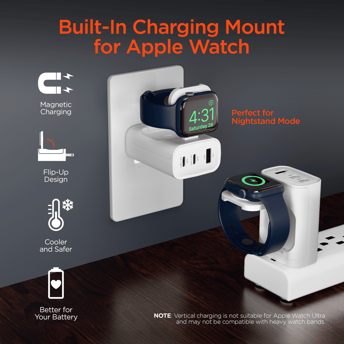 HyperGear SpeedBoost 43W 3-Port Fast Phone and Watch Wall Charger - Agenda365.com