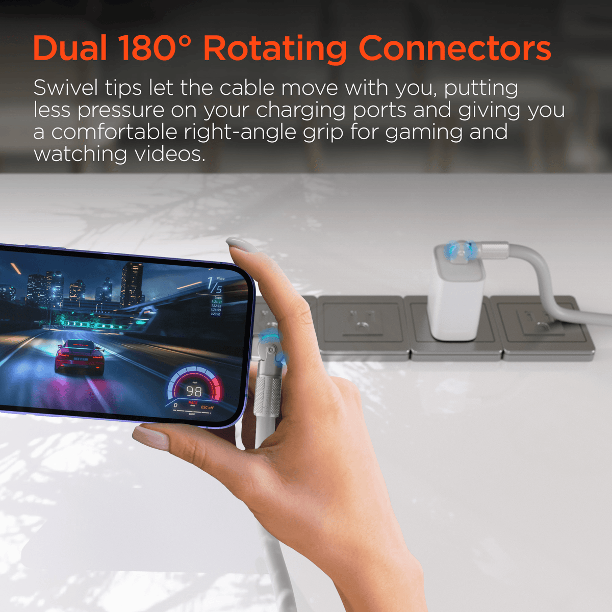 HyperGear Chunky180° 100W USB-C to USB-C Rugged Fast Charge Cable 6ft - Agenda365.com
