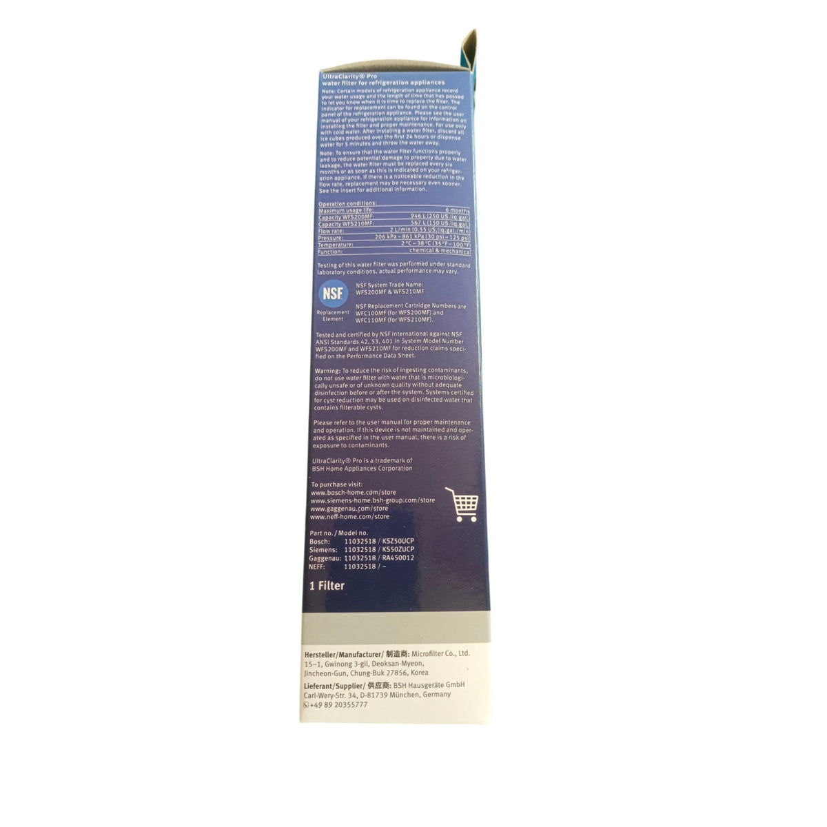 Bosch 11032518 Genuine UltraClarity Pro Refrigerator Water Filter - 11032518 - Agenda365.com