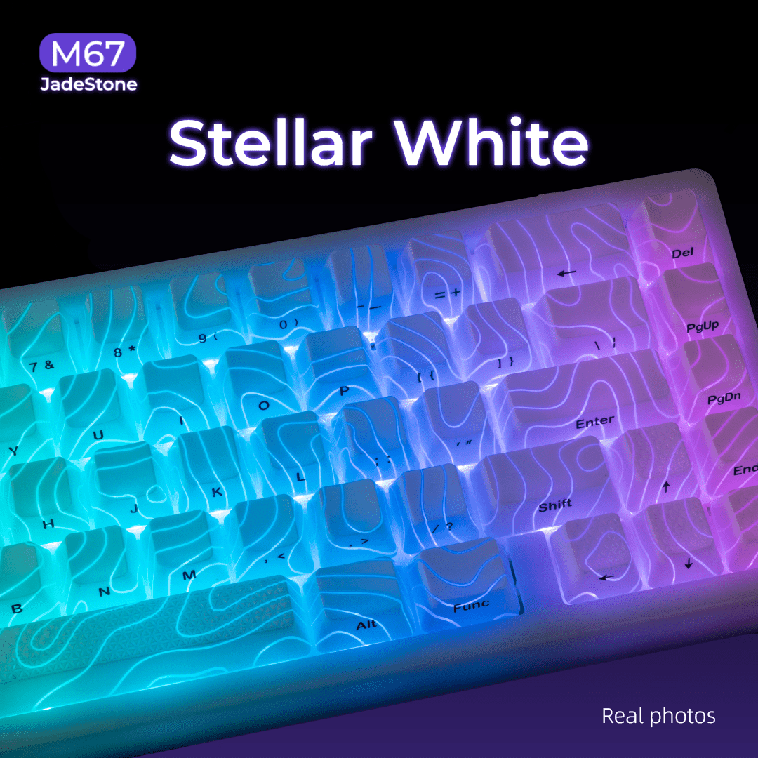 XVX M67 JadeStone Stellar White Tri-Mode RGB Mechanical Keyboard - Agenda365.com