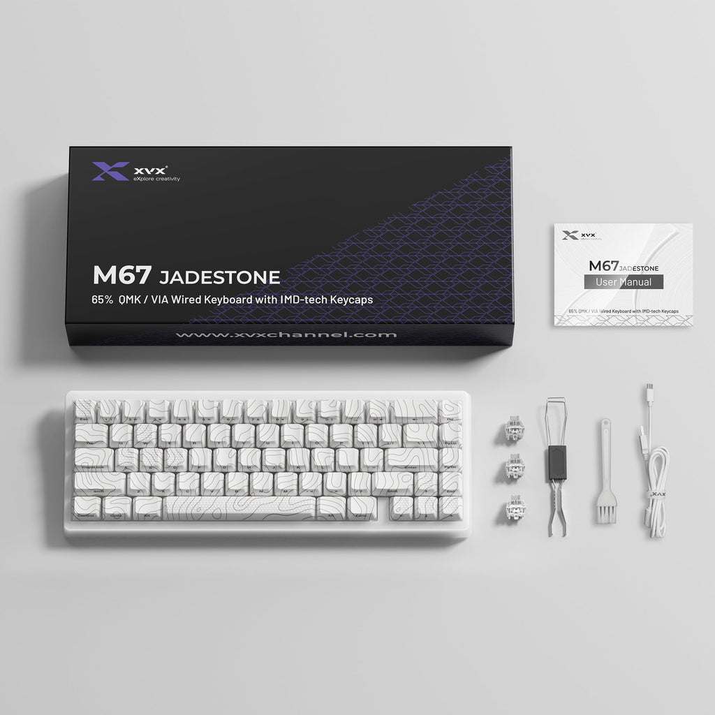XVX M67 JadeStone Stellar White Tri-Mode RGB Mechanical Keyboard - Agenda365.com