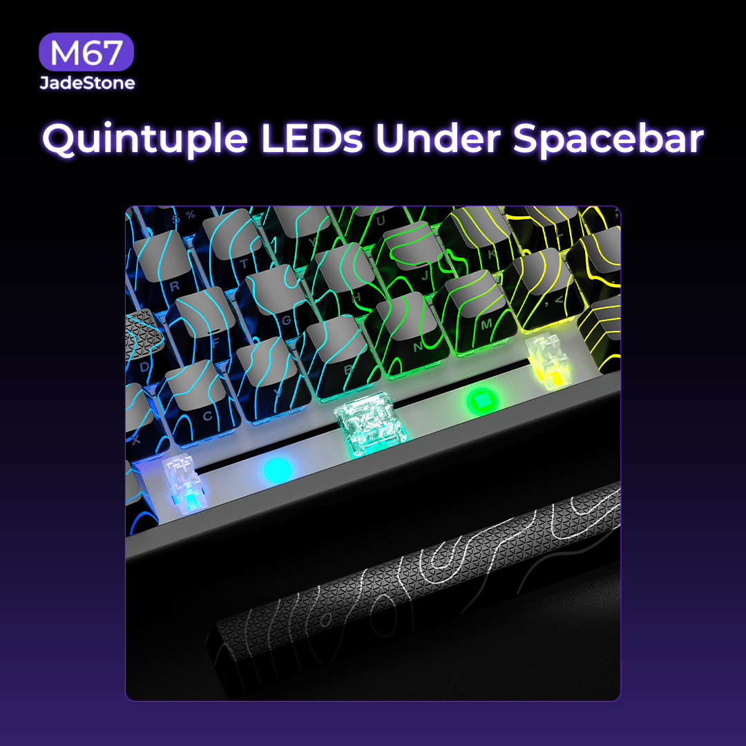 XVX M67 JadeStone Stellar White Tri-Mode RGB Mechanical Keyboard - Agenda365.com
