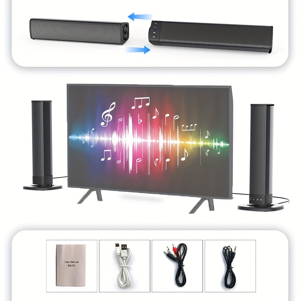 Wireless Soundbar for TV – 2-in-1 Detachable Bluetooth Speaker - Agenda365.com