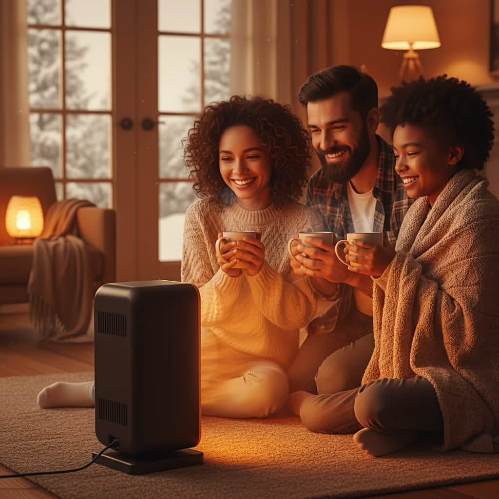 500W Portable Ceramic Space Heater with Safety Tip-Over Protection – Square Design - Agenda365.com