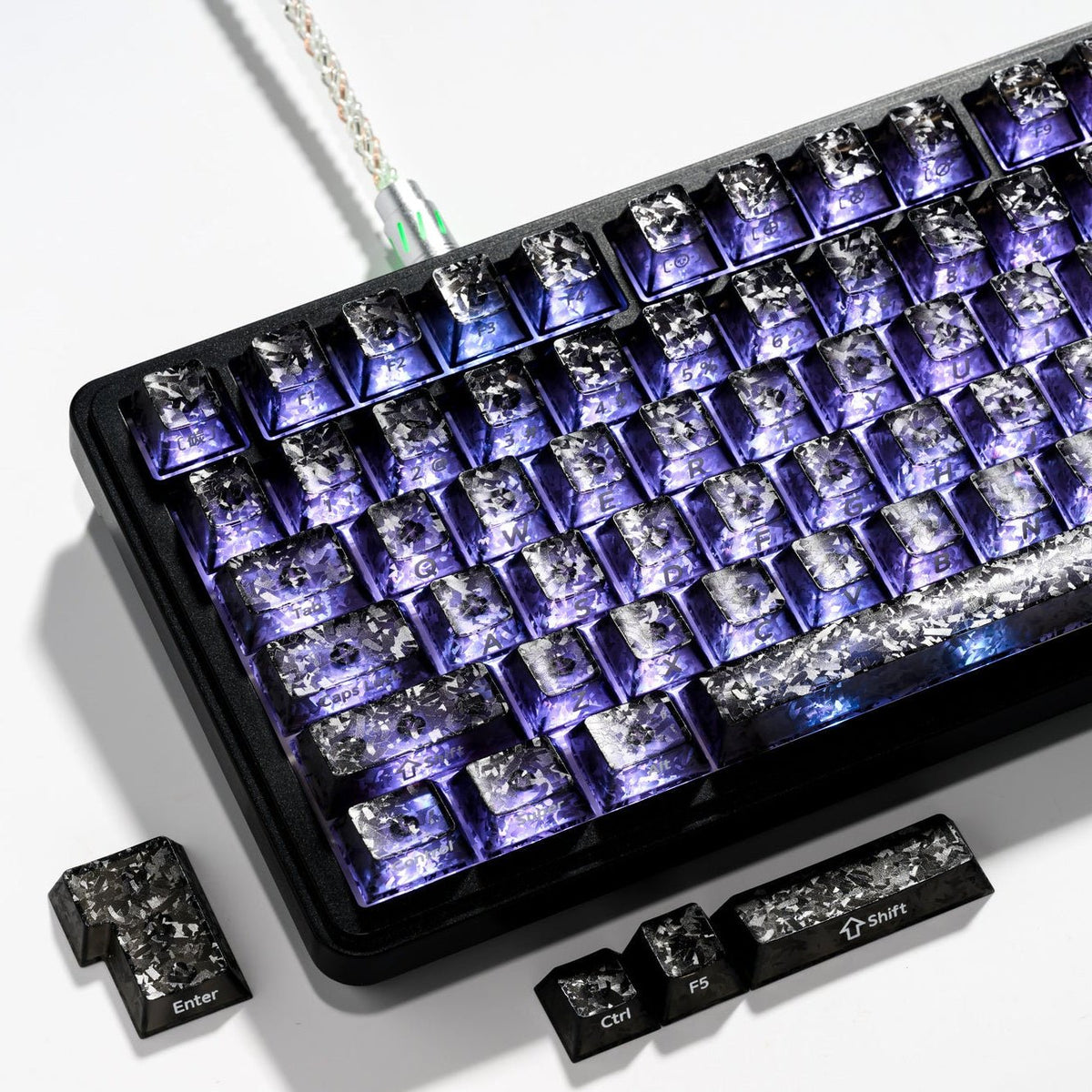 XVX Forged Carbon-Look Cherry Profile Side-Printed PC Keycap Set - Agenda365.com