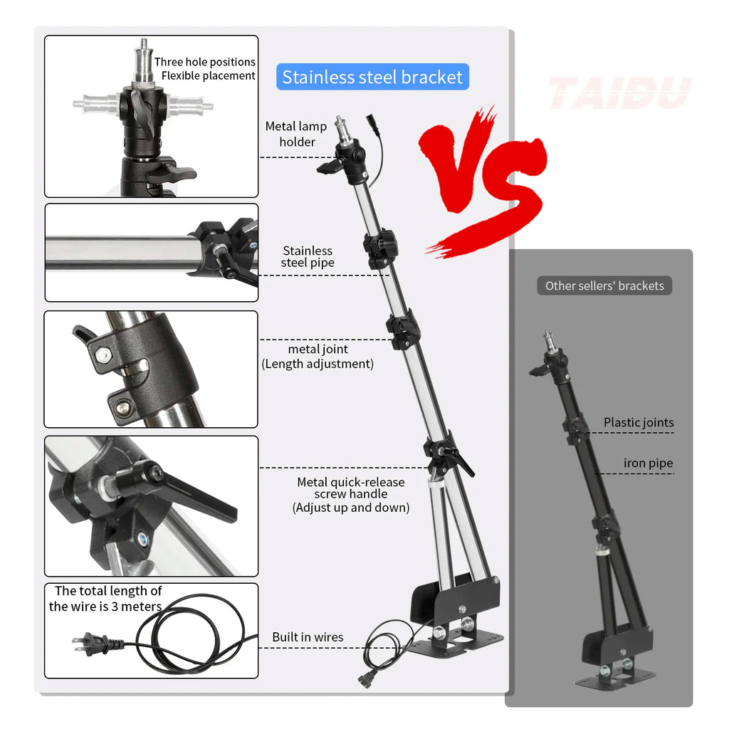 TAIDU PROMOTIONAL PL-48 LARGE PANEL TELESCOPING TATTOO WALL LIGHT - Agenda365.com