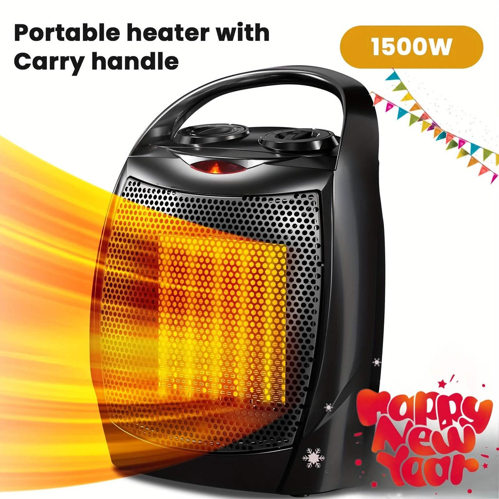 1500W Portable Ceramic Space Heater with Thermostat & Safety Protection with Carry Handle - Agenda365.com