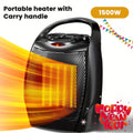 1500W Portable Ceramic Space Heater with Thermostat & Safety Protection with Carry Handle - Agenda365.com