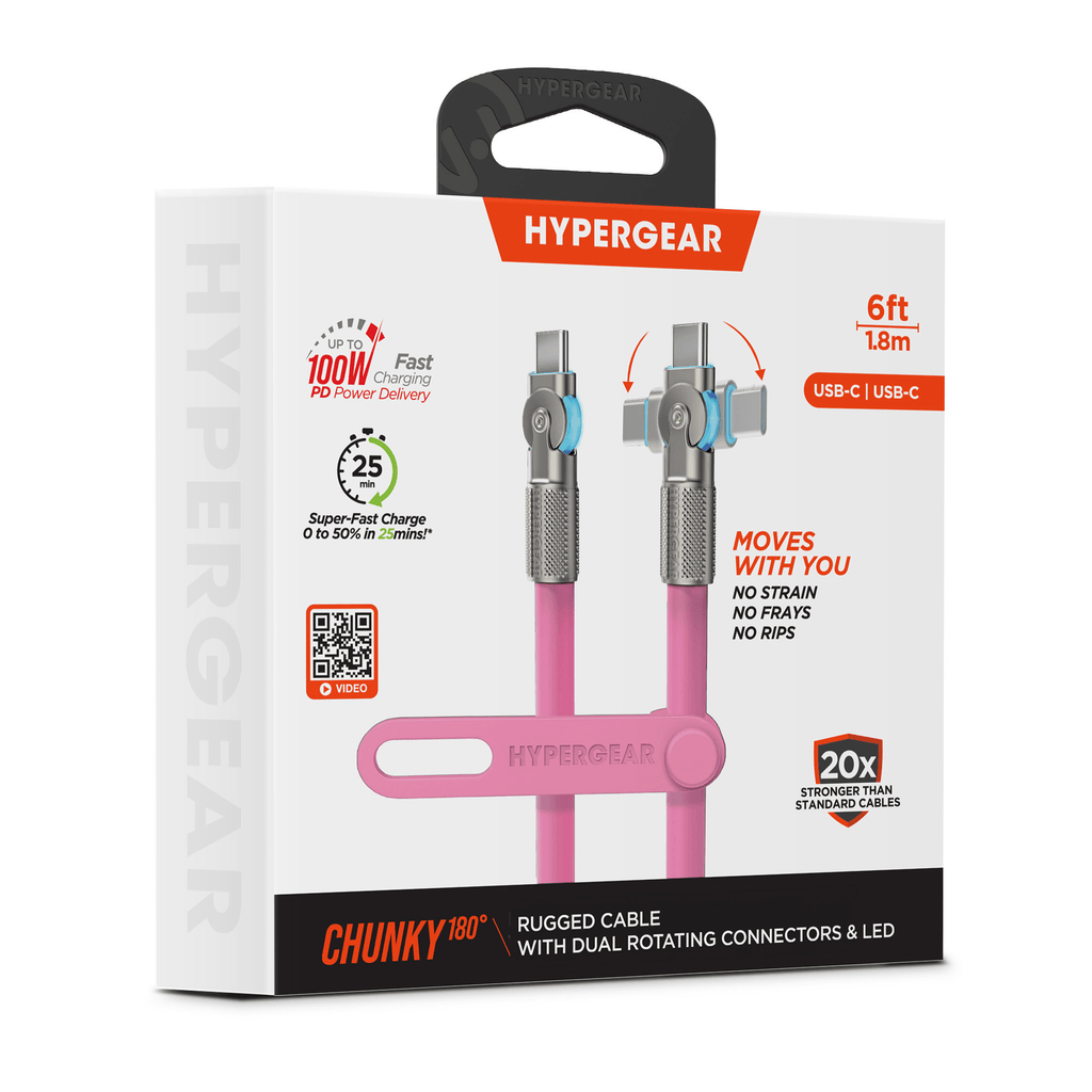 HyperGear Chunky180° 100W USB-C to USB-C Rugged Fast Charge Cable 6ft - Agenda365.com