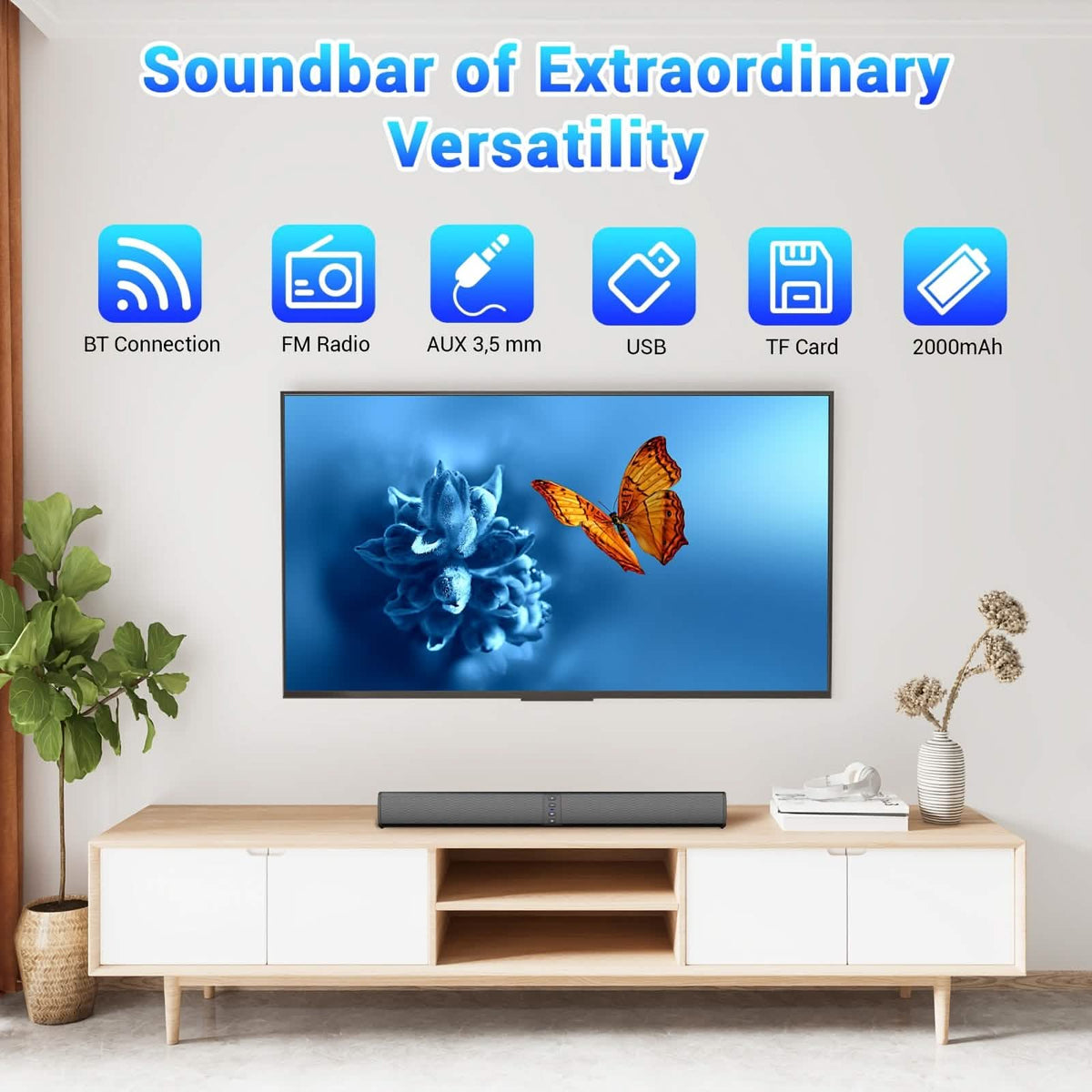 Wireless Soundbar for TV – 2-in-1 Detachable Bluetooth Speaker - Agenda365.com
