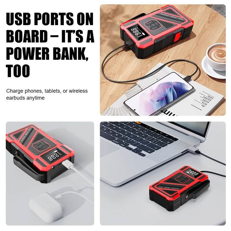 3000A 21V Car Jump Starter & 150PSI Tire Inflator 2-in-1 Portable Compressor - Agenda365.com