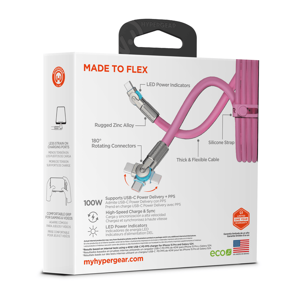 HyperGear Chunky180° 100W USB-C to USB-C Rugged Fast Charge Cable 6ft - Agenda365.com