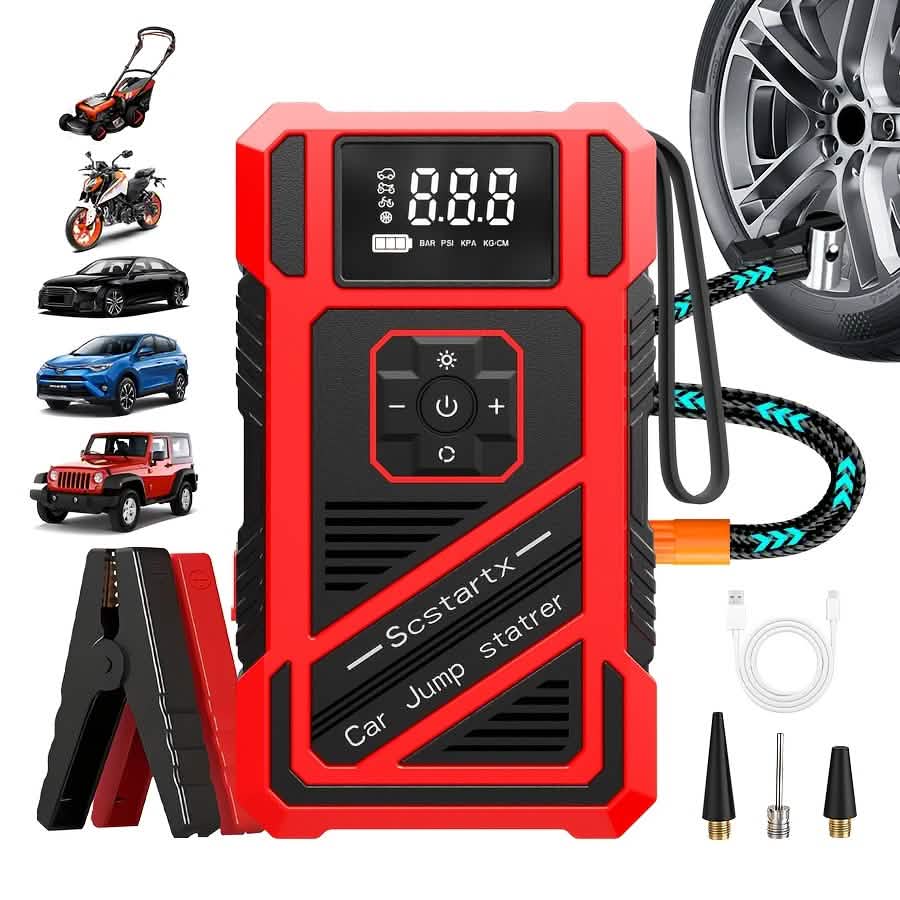 3000A 21V Car Jump Starter & 150PSI Tire Inflator 2-in-1 Portable Compressor - Agenda365.com