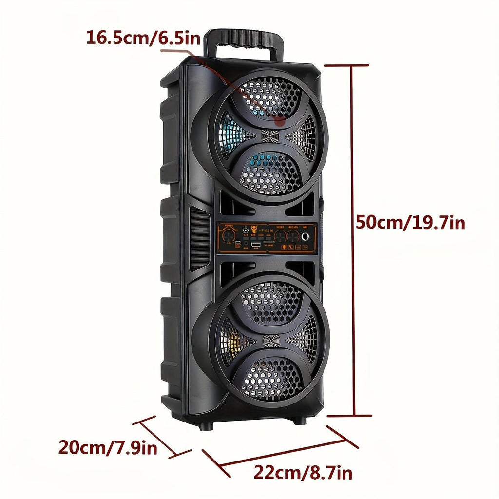 Portable Bluetooth Speaker with Subwoofer Bass, Dual 6.5" LED Woofers and Microphone - Agenda365.com
