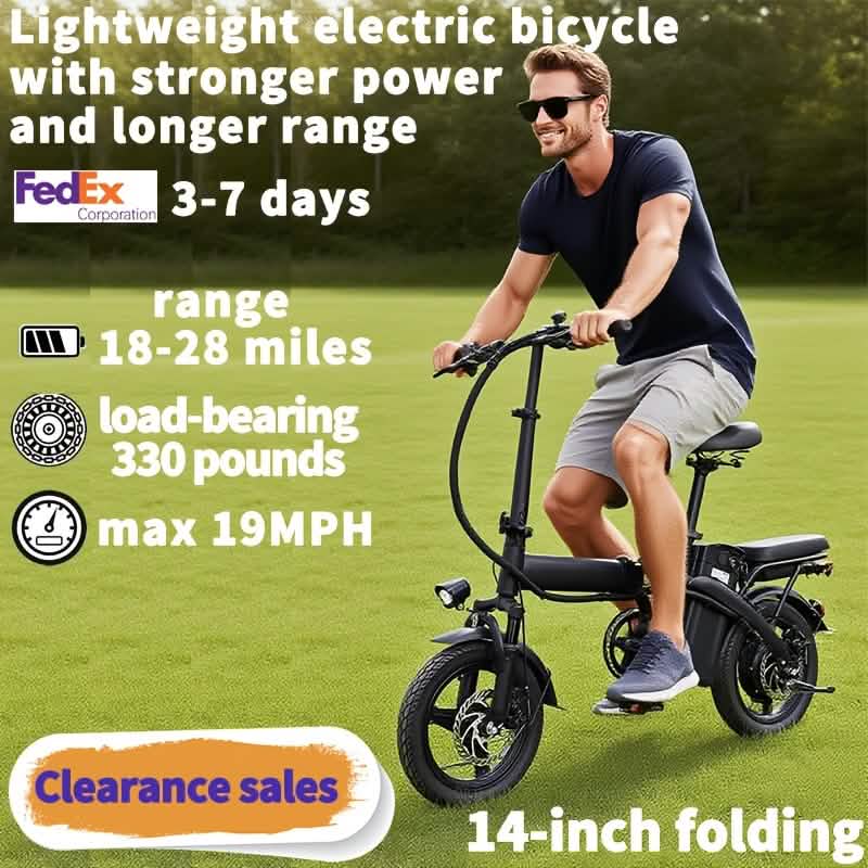 14" Folding Electric Bike 48V Lightweight E-Bike 330LB Load 19MPH 28-Mile Range - Agenda365.com