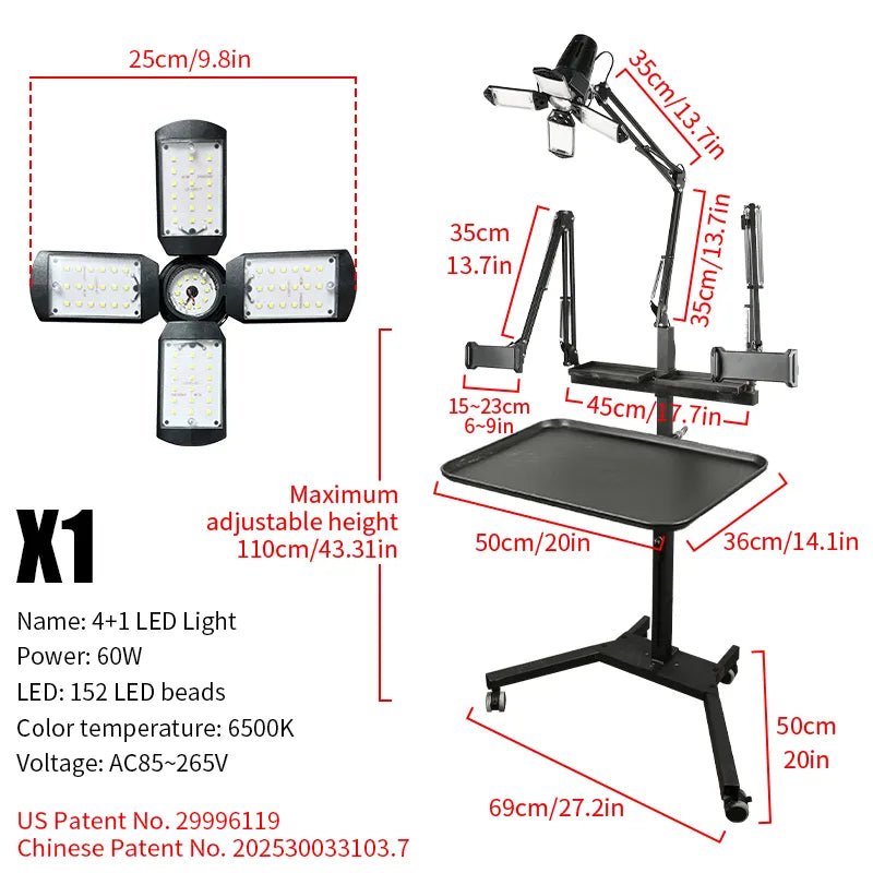 TAIDU PROMOTION MULTI-FUNCTIONAL DOUBLE HOLDER TATTOO BENCH WITH LIGHT - Agenda365.com
