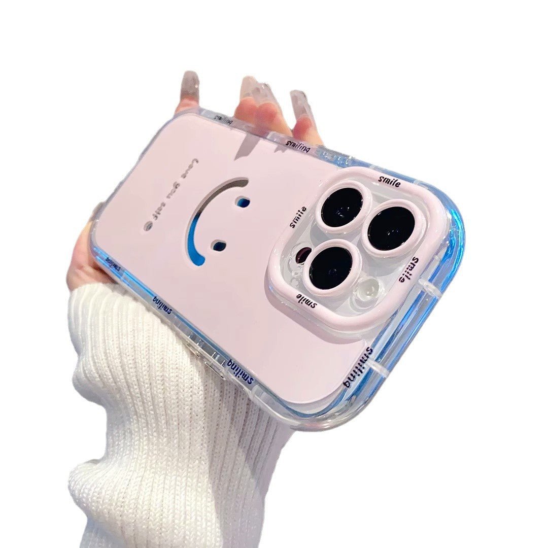 Mirror cream case suitable for Apple 16 Promax phone case with painted smiling face on iPhone 14/13 - Agenda365.com