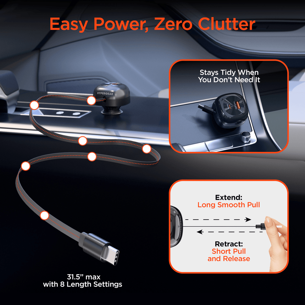 HyperGear SpeedBoost 60W Retractable Car Charger - Agenda365.com