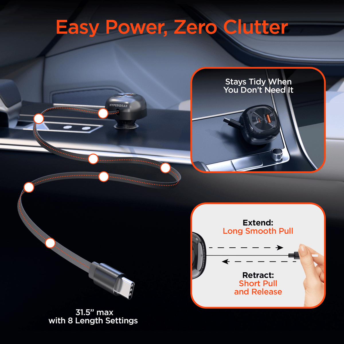 HyperGear SpeedBoost 60W Retractable Car Charger - Agenda365.com