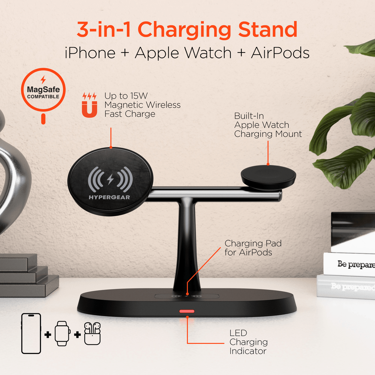 HyperGear MaxCharge Pro 3-in-1 Magsafe Charging Stand - Agenda365.com