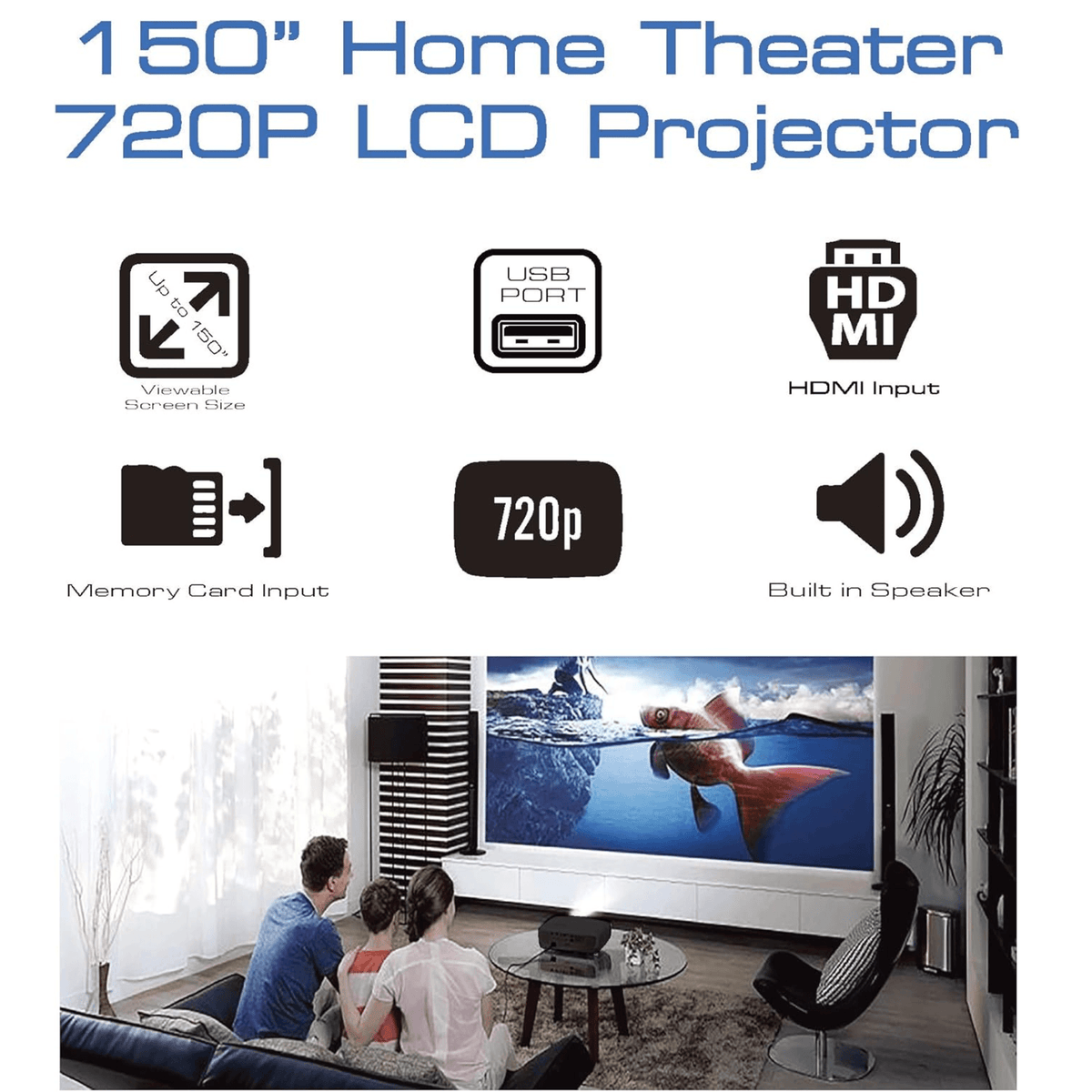 Naxa 150" Home Theater 720P LCD Projector - Refurbished - Agenda365.com