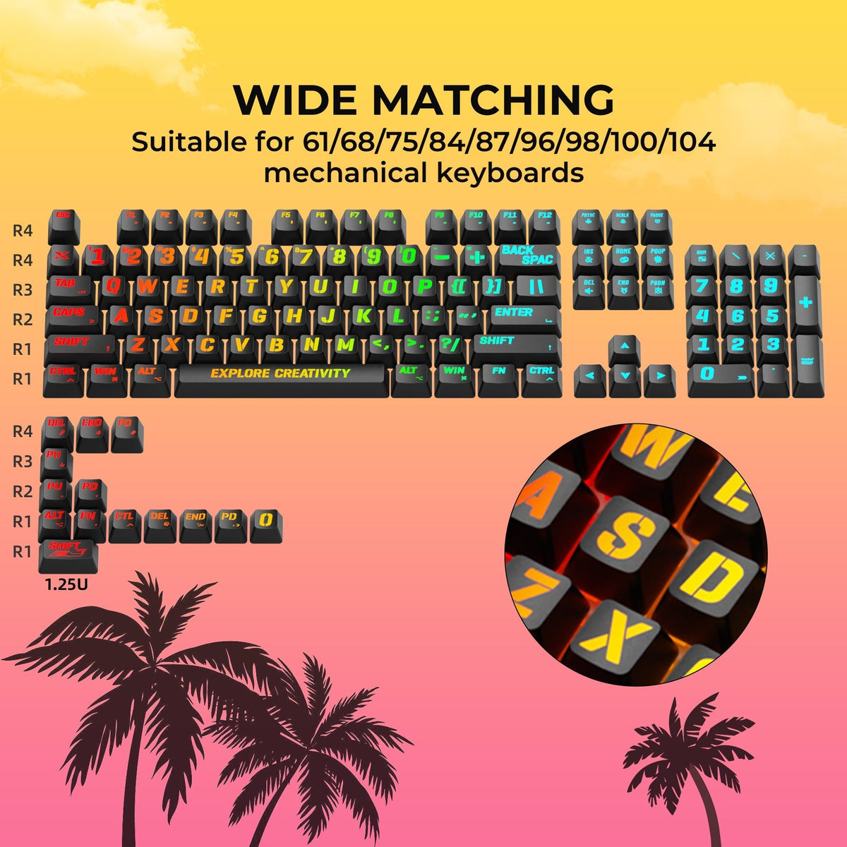 XVX IMD MIAMI Pattern Shine-Through OEM Profile 118-Key Keycap Set - Agenda365.com