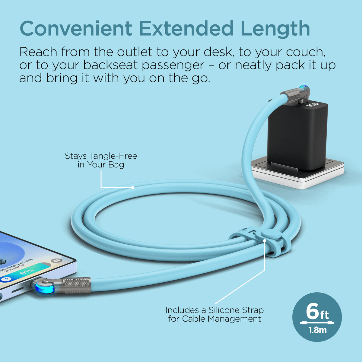 HyperGear Chunky180° 100W USB-C to USB-C Rugged Fast Charge Cable 6ft - Agenda365.com