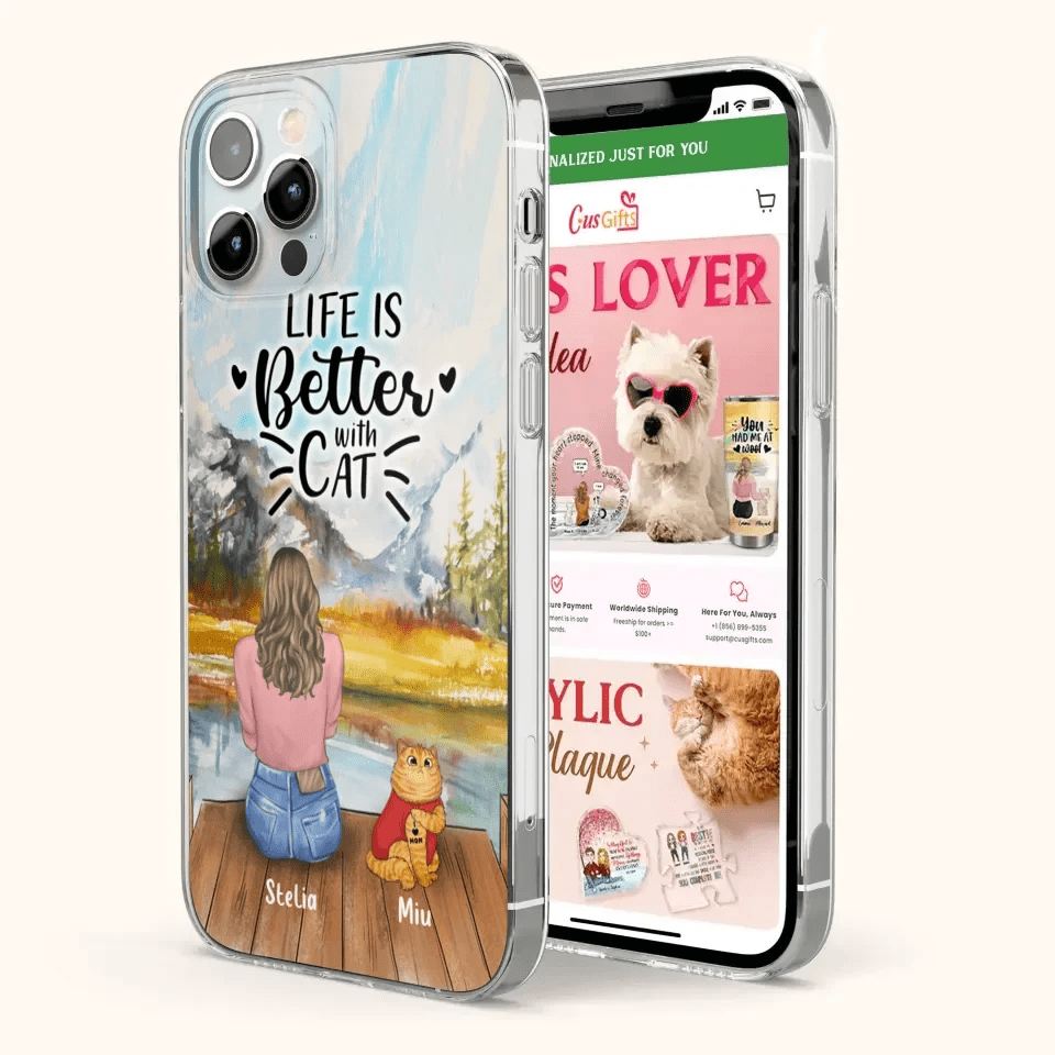 Personalized Cat Mom Phone Case - Gifts For Cat Lovers With Up to 3 Cats - Home Is Where The Paws Are - I Love Mom - Case For iPhone, Samsung And Xiaomi - Agenda365.com