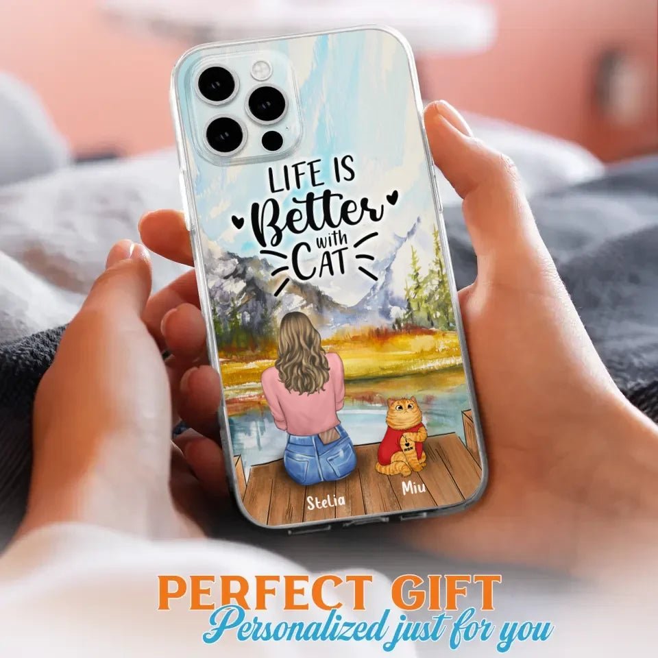 Personalized Cat Mom Phone Case - Gifts For Cat Lovers With Up to 3 Cats - Home Is Where The Paws Are - I Love Mom - Case For iPhone, Samsung And Xiaomi - Agenda365.com