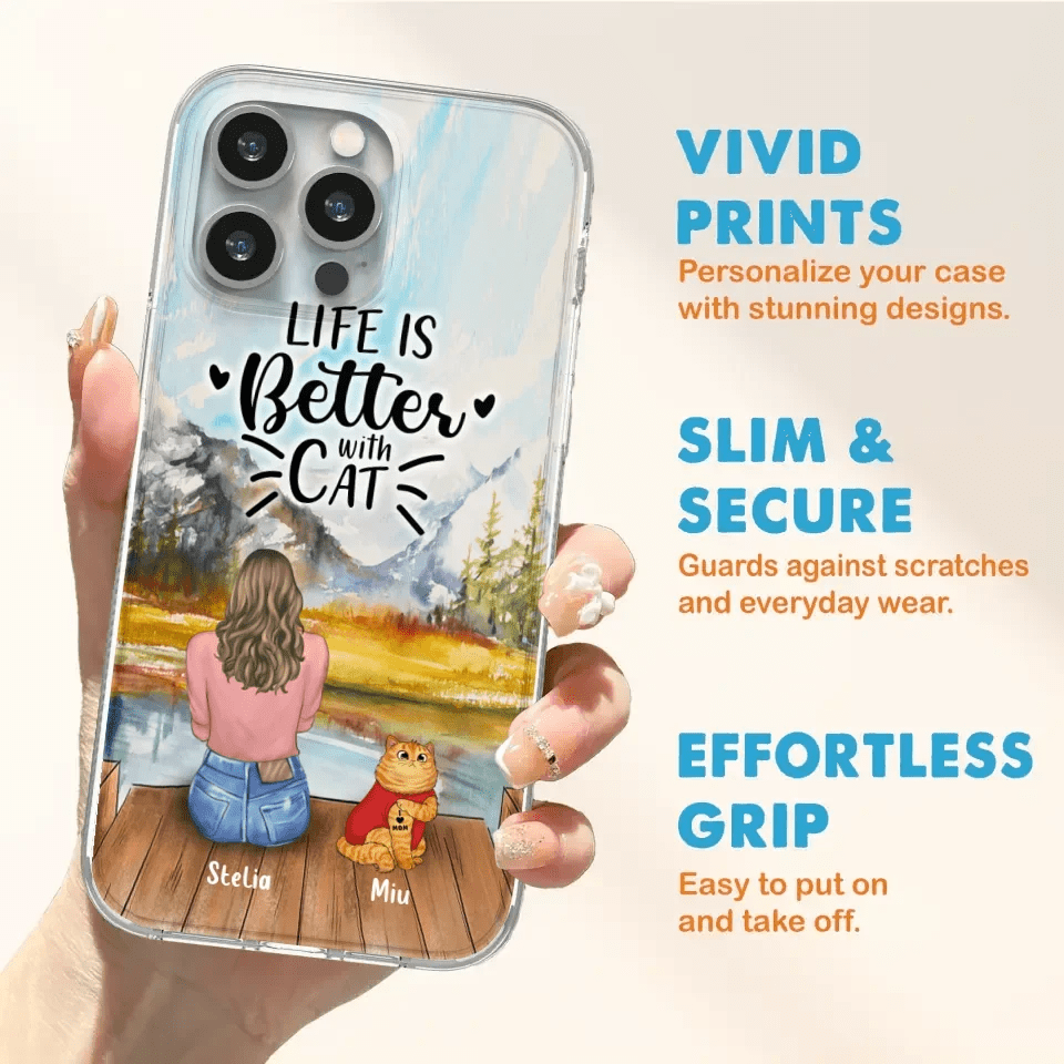 Personalized Cat Mom Phone Case - Gifts For Cat Lovers With Up to 3 Cats - Home Is Where The Paws Are - I Love Mom - Case For iPhone, Samsung And Xiaomi - Agenda365.com