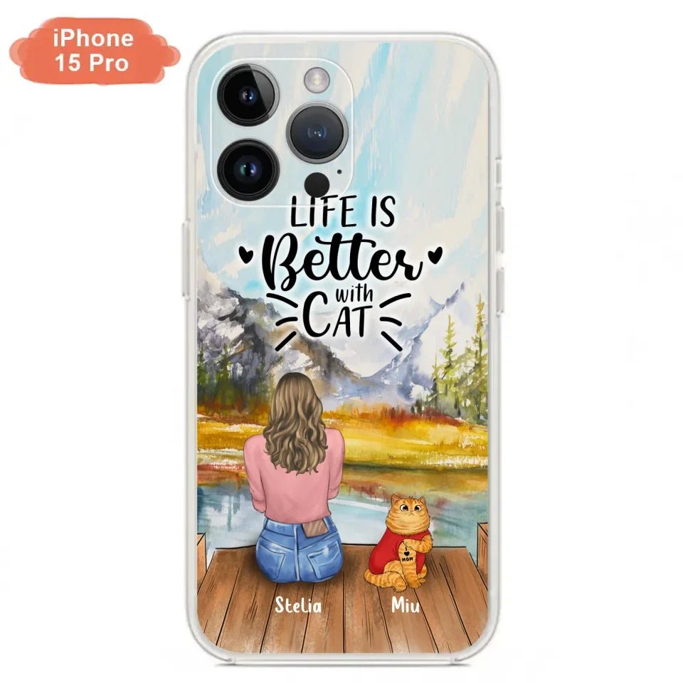 Personalized Cat Mom Phone Case - Gifts For Cat Lovers With Up to 3 Cats - Home Is Where The Paws Are - I Love Mom - Case For iPhone, Samsung And Xiaomi - Agenda365.com
