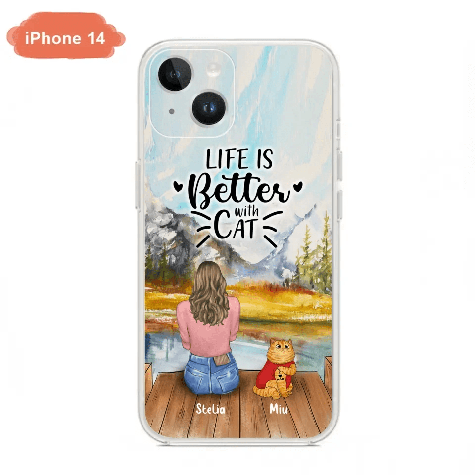 Personalized Cat Mom Phone Case - Gifts For Cat Lovers With Up to 3 Cats - Home Is Where The Paws Are - I Love Mom - Case For iPhone, Samsung And Xiaomi - Agenda365.com