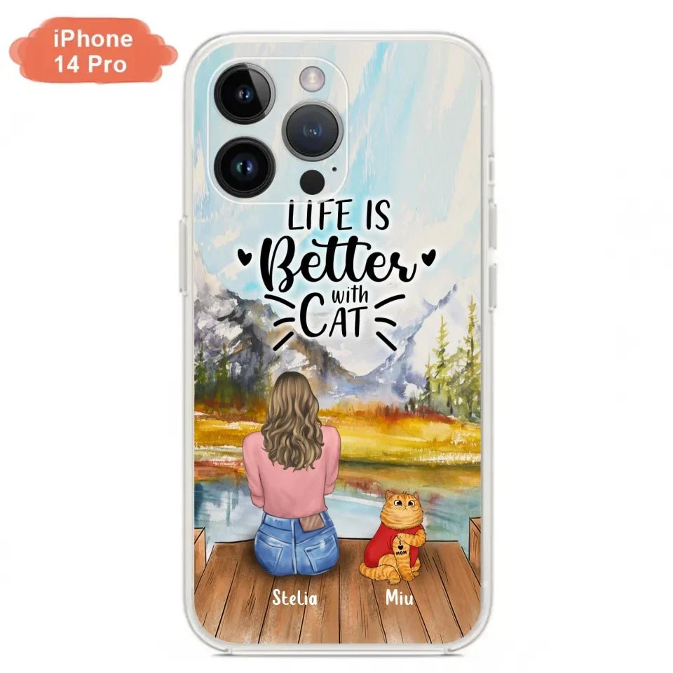 Personalized Cat Mom Phone Case - Gifts For Cat Lovers With Up to 3 Cats - Home Is Where The Paws Are - I Love Mom - Case For iPhone, Samsung And Xiaomi - Agenda365.com