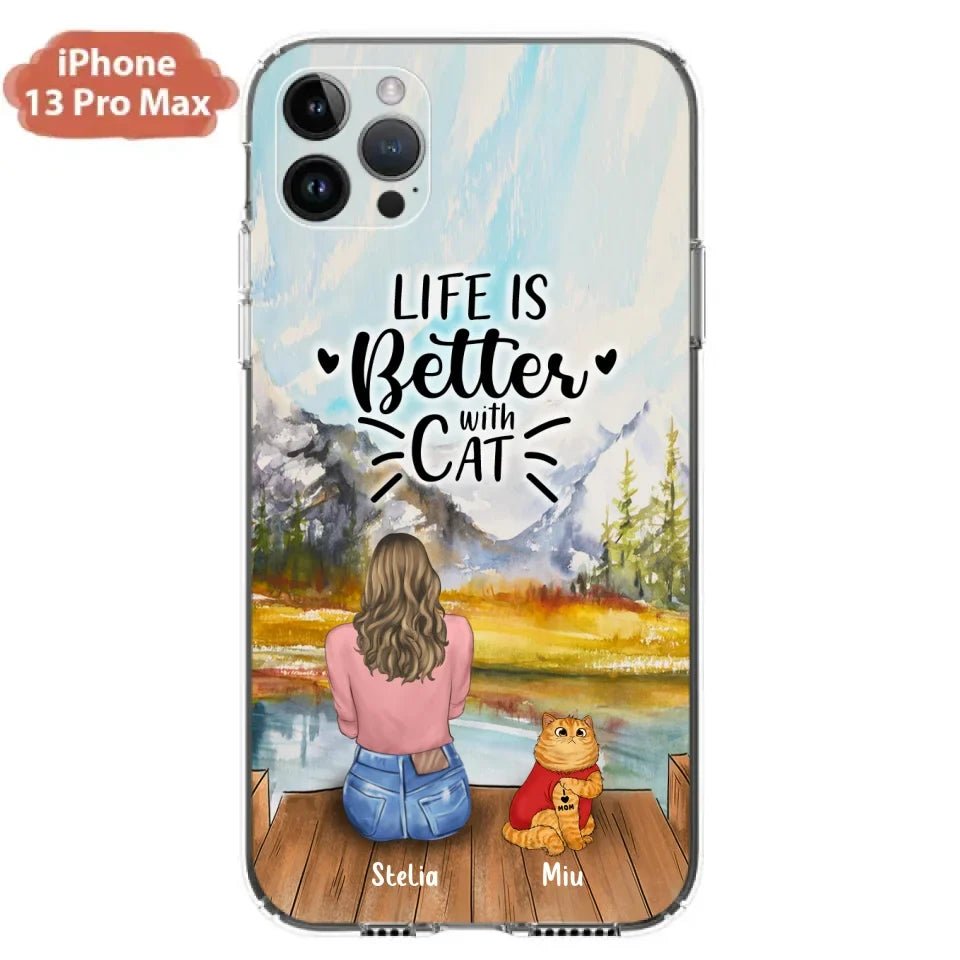 Personalized Cat Mom Phone Case - Gifts For Cat Lovers With Up to 3 Cats - Home Is Where The Paws Are - I Love Mom - Case For iPhone, Samsung And Xiaomi - Agenda365.com