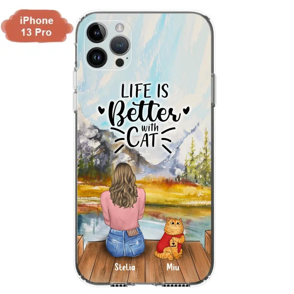 Personalized Cat Mom Phone Case - Gifts For Cat Lovers With Up to 3 Cats - Home Is Where The Paws Are - I Love Mom - Case For iPhone, Samsung And Xiaomi - Agenda365.com