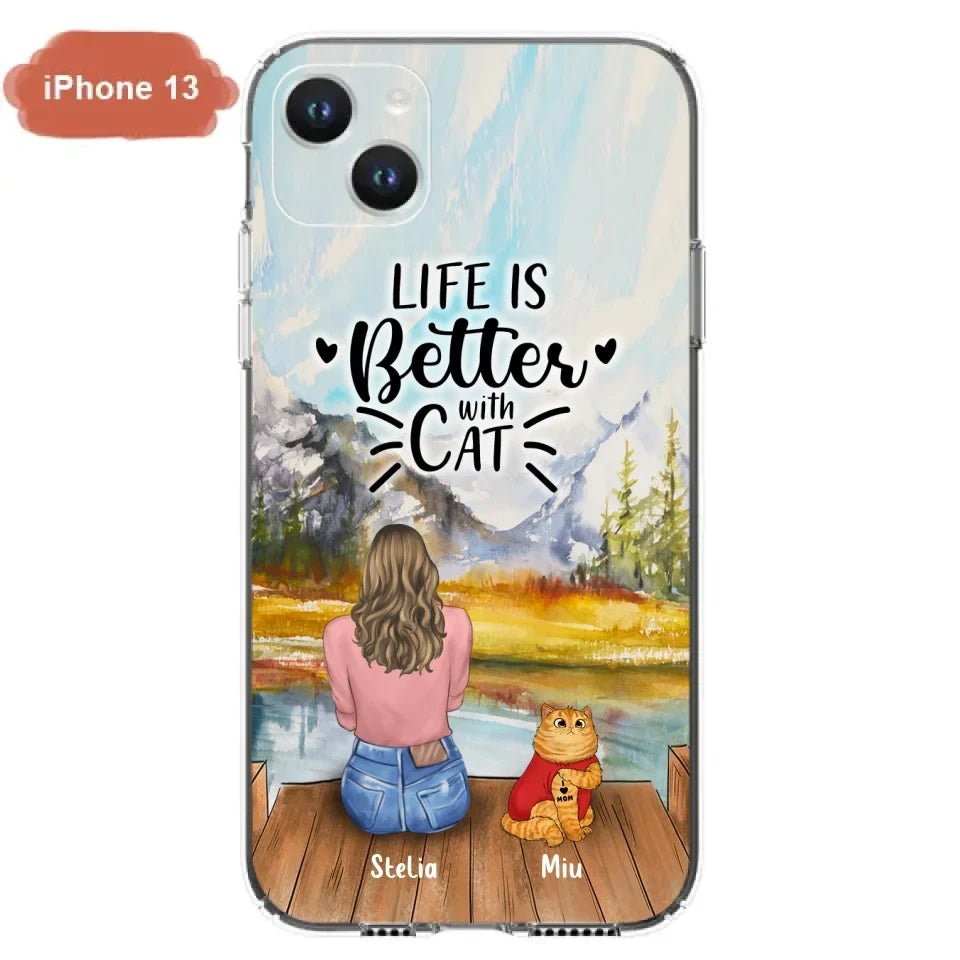 Personalized Cat Mom Phone Case - Gifts For Cat Lovers With Up to 3 Cats - Home Is Where The Paws Are - I Love Mom - Case For iPhone, Samsung And Xiaomi - Agenda365.com