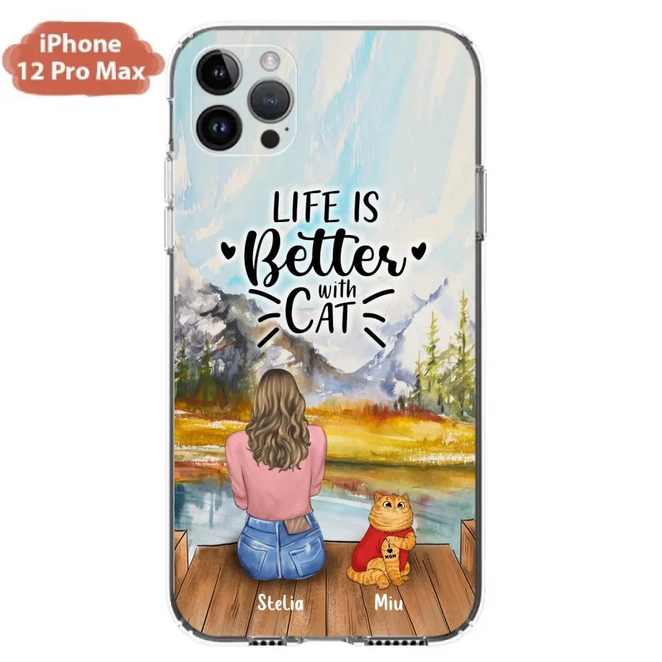 Personalized Cat Mom Phone Case - Gifts For Cat Lovers With Up to 3 Cats - Home Is Where The Paws Are - I Love Mom - Case For iPhone, Samsung And Xiaomi - Agenda365.com