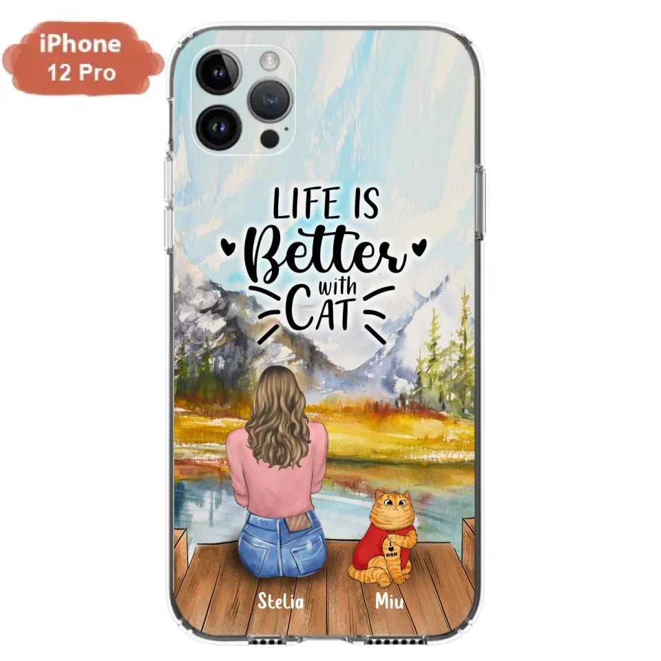 Personalized Cat Mom Phone Case - Gifts For Cat Lovers With Up to 3 Cats - Home Is Where The Paws Are - I Love Mom - Case For iPhone, Samsung And Xiaomi - Agenda365.com