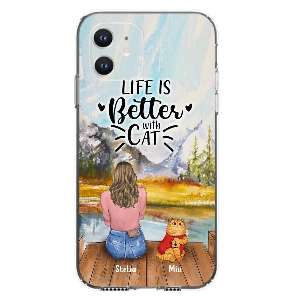 Personalized Cat Mom Phone Case - Gifts For Cat Lovers With Up to 3 Cats - Home Is Where The Paws Are - I Love Mom - Case For iPhone, Samsung And Xiaomi - Agenda365.com
