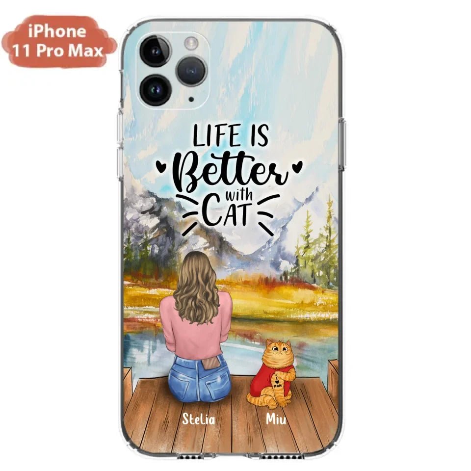 Personalized Cat Mom Phone Case - Gifts For Cat Lovers With Up to 3 Cats - Home Is Where The Paws Are - I Love Mom - Case For iPhone, Samsung And Xiaomi - Agenda365.com