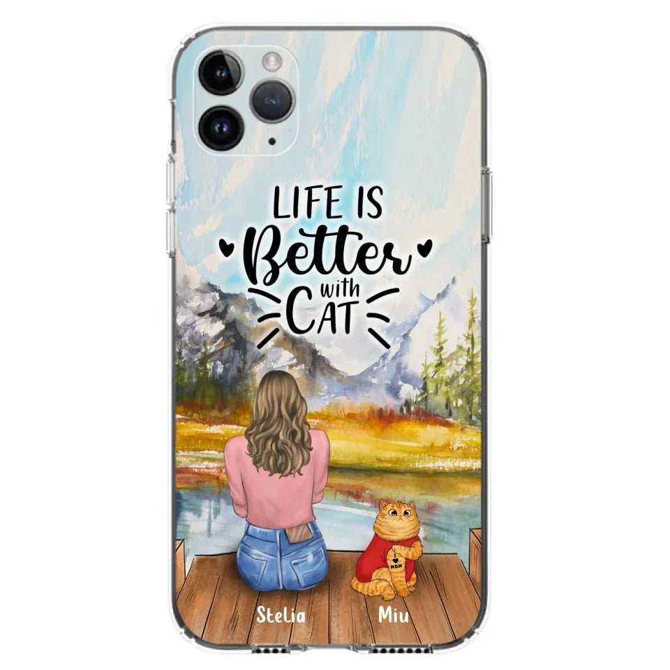Personalized Cat Mom Phone Case - Gifts For Cat Lovers With Up to 3 Cats - Home Is Where The Paws Are - I Love Mom - Case For iPhone, Samsung And Xiaomi - Agenda365.com