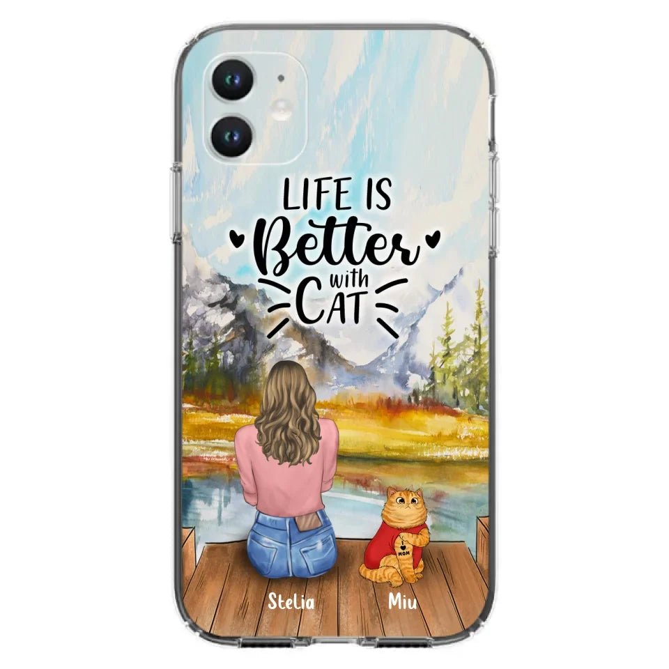 Personalized Cat Mom Phone Case - Gifts For Cat Lovers With Up to 3 Cats - Home Is Where The Paws Are - I Love Mom - Case For iPhone, Samsung And Xiaomi - Agenda365.com