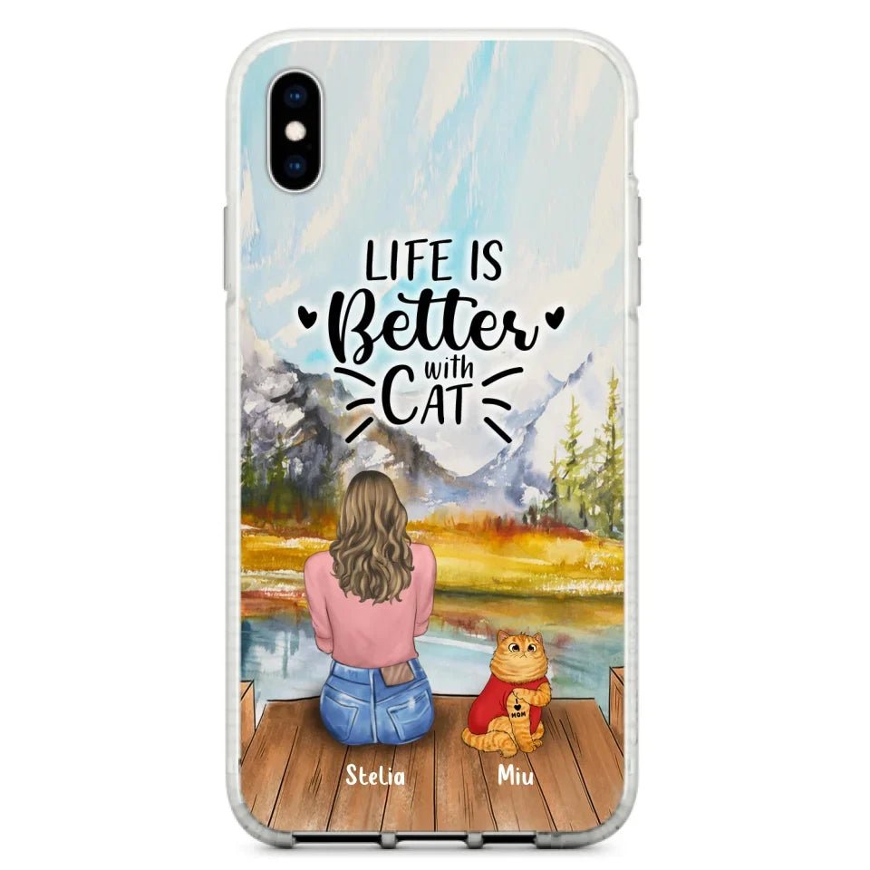 Personalized Cat Mom Phone Case - Gifts For Cat Lovers With Up to 3 Cats - Home Is Where The Paws Are - I Love Mom - Case For iPhone, Samsung And Xiaomi - Agenda365.com