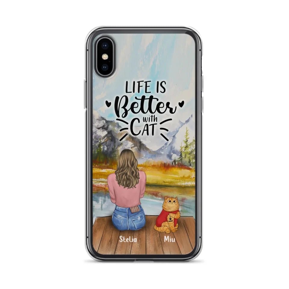 Personalized Cat Mom Phone Case - Gifts For Cat Lovers With Up to 3 Cats - Home Is Where The Paws Are - I Love Mom - Case For iPhone, Samsung And Xiaomi - Agenda365.com