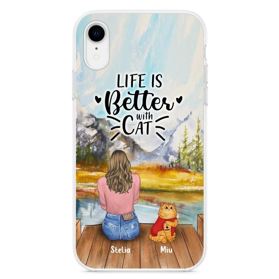 Personalized Cat Mom Phone Case - Gifts For Cat Lovers With Up to 3 Cats - Home Is Where The Paws Are - I Love Mom - Case For iPhone, Samsung And Xiaomi - Agenda365.com
