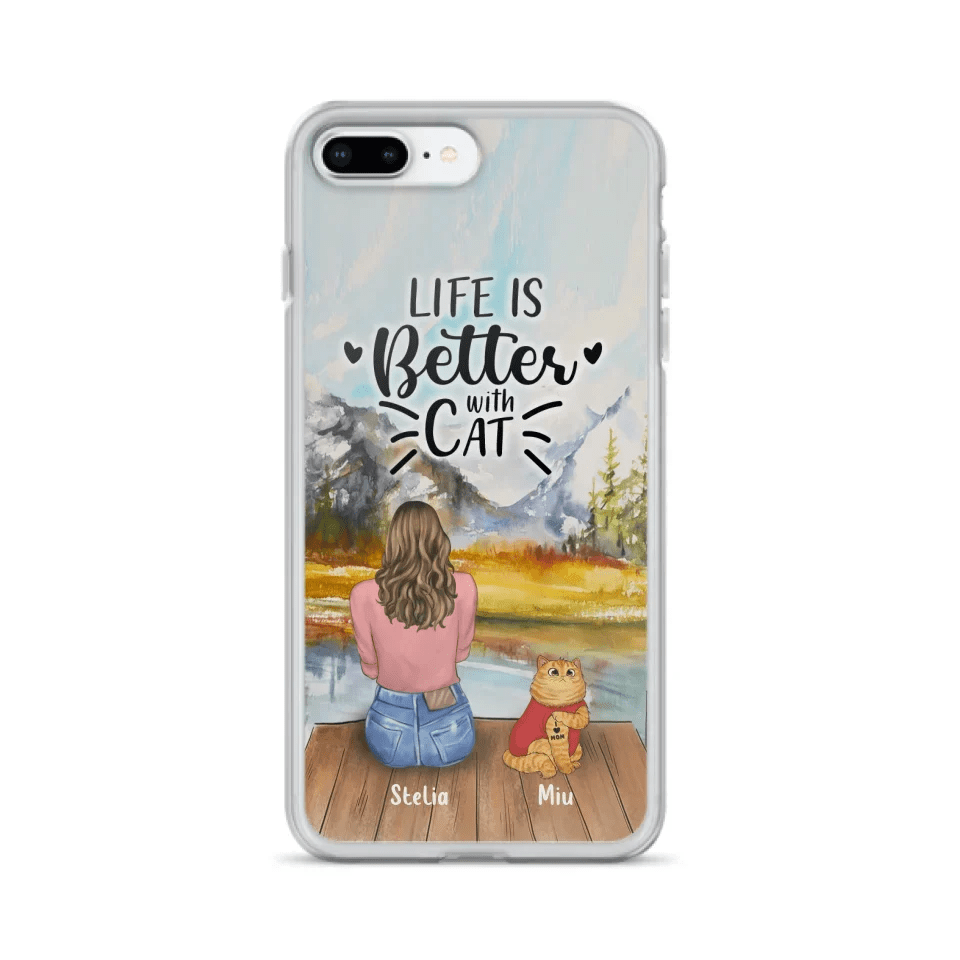 Personalized Cat Mom Phone Case - Gifts For Cat Lovers With Up to 3 Cats - Home Is Where The Paws Are - I Love Mom - Case For iPhone, Samsung And Xiaomi - Agenda365.com