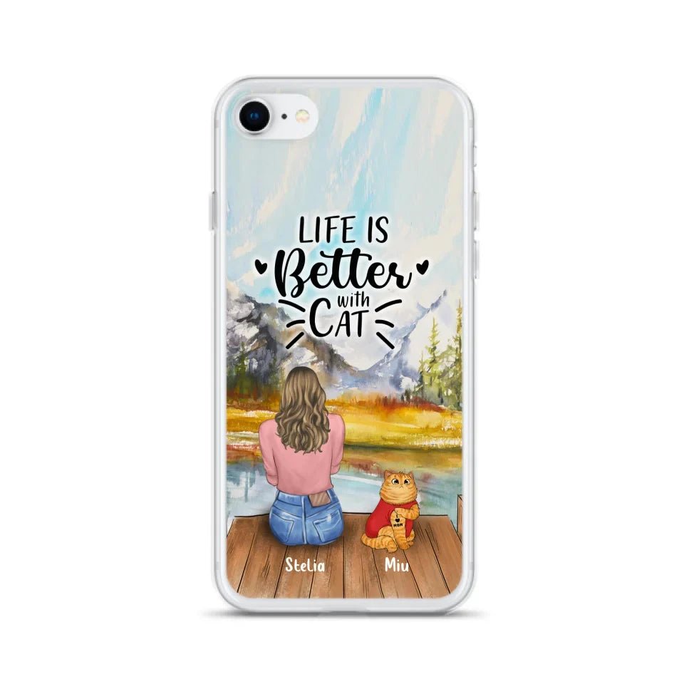 Personalized Cat Mom Phone Case - Gifts For Cat Lovers With Up to 3 Cats - Home Is Where The Paws Are - I Love Mom - Case For iPhone, Samsung And Xiaomi - Agenda365.com