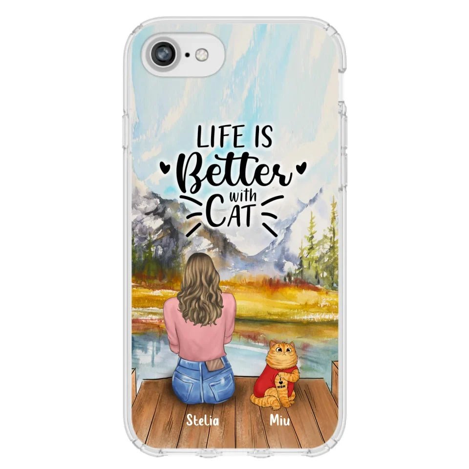 Personalized Cat Mom Phone Case - Gifts For Cat Lovers With Up to 3 Cats - Home Is Where The Paws Are - I Love Mom - Case For iPhone, Samsung And Xiaomi - Agenda365.com