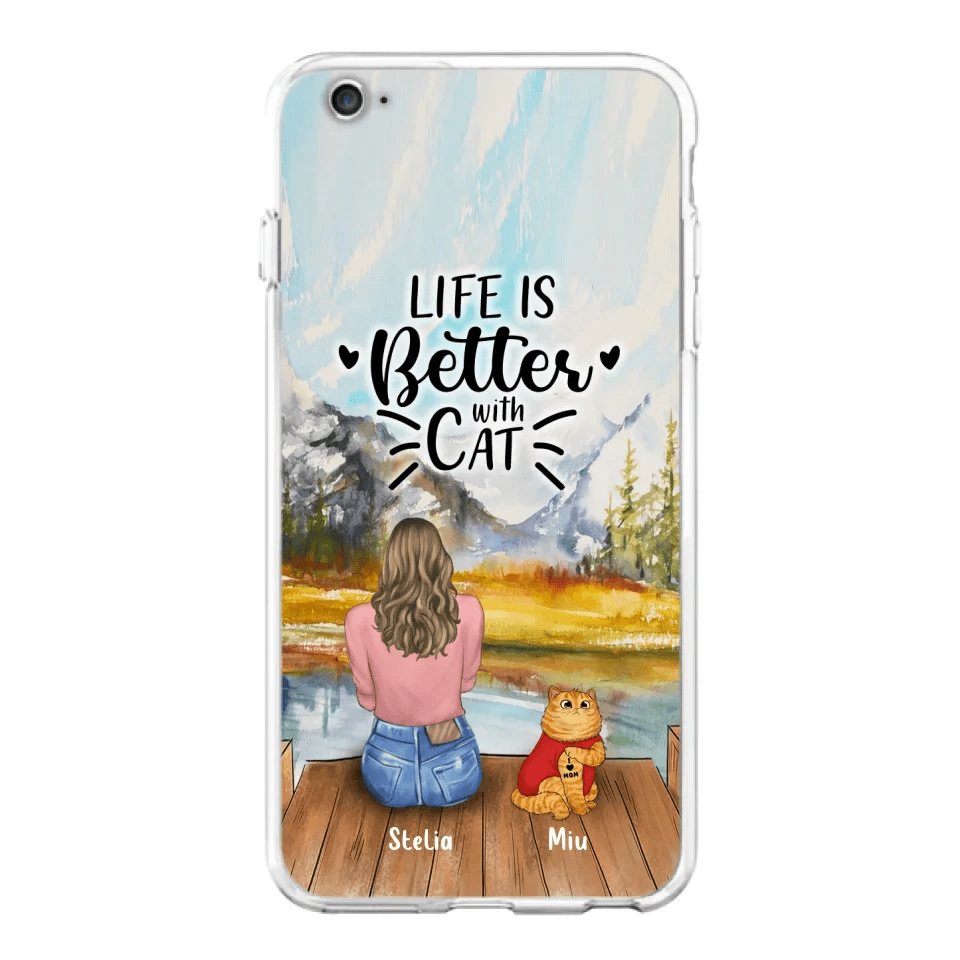 Personalized Cat Mom Phone Case - Gifts For Cat Lovers With Up to 3 Cats - Home Is Where The Paws Are - I Love Mom - Case For iPhone, Samsung And Xiaomi - Agenda365.com